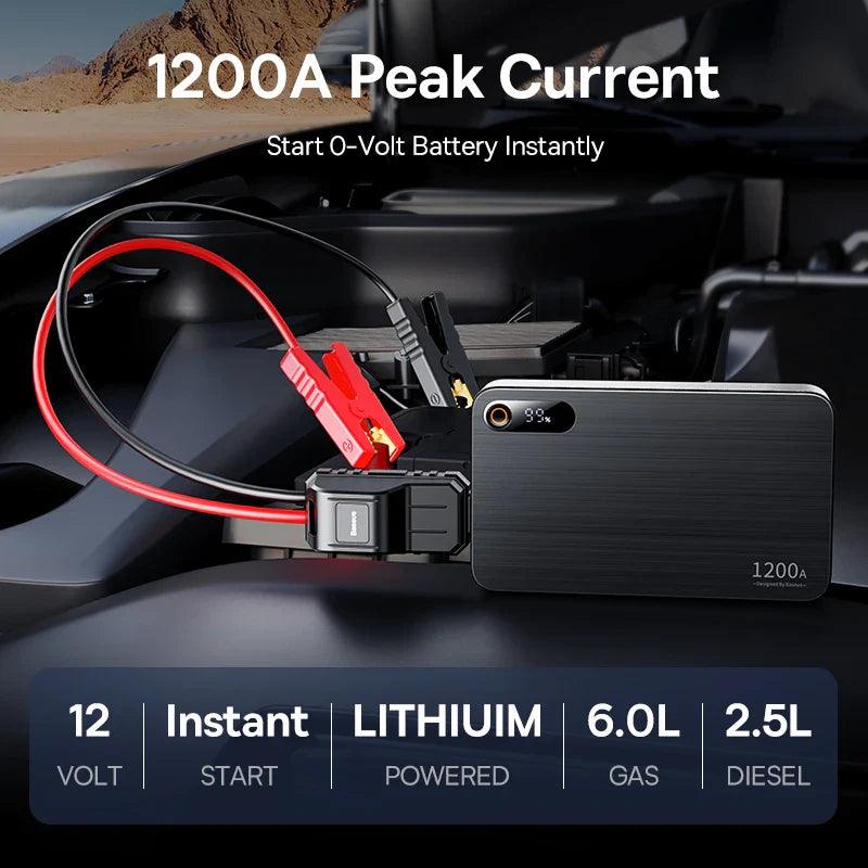 Baseus 1200A Car Jump Starter Power Bank 12000mAh Portable Battery Station For 2.5L/6L Car Emergency Booster Starting Device  ourlum.com   