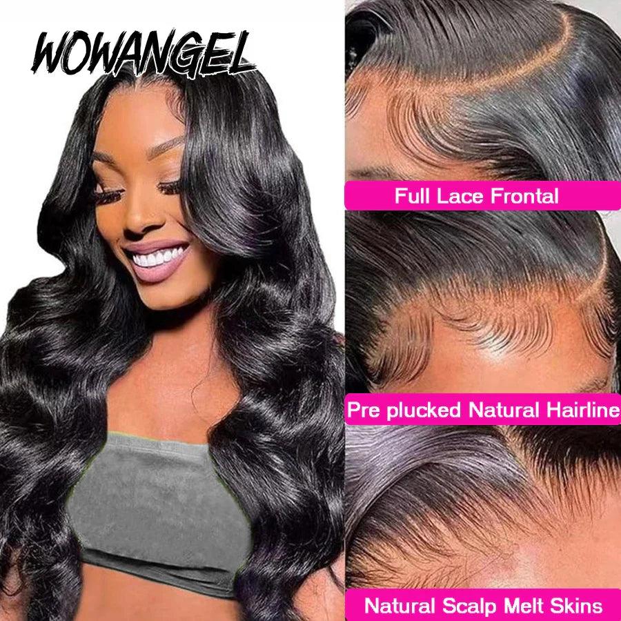 Wow Angel 13x6 HD Full Lace Frontal Wig Deep Parting Body Wave Human Hair wigs HD Lace Wig Melt Skins Scalp Natural Hairline  ourlum.com   