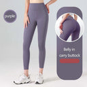 Sculpted Ribbed Yoga Leggings for Women - High Waist Tummy Control Workout Tights  ourlum.com purple M 