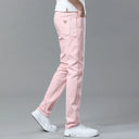 Men High Quality Pink Red Yellow Jeans Fashion Casual Classic Style Slim Fit Soft Trousers Male Brand Advanced Stretch Pants