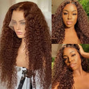 13x4 HD Lace Front Human Hair Wig Chocolate Brown Curly