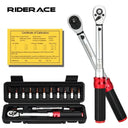 RIDERACE Bicycle Torque Wrench Set 15Pcs 1/4" 2-24Nm Tools