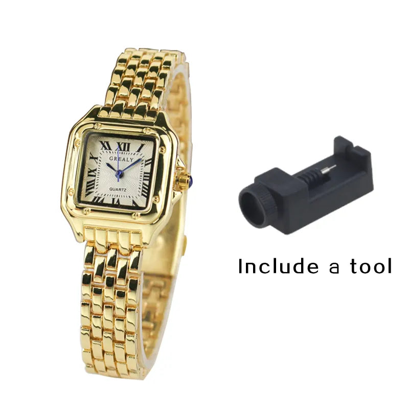 Elegant Silver Square Women's Watch: Chic Quartz Timepiece  ourlum.com   