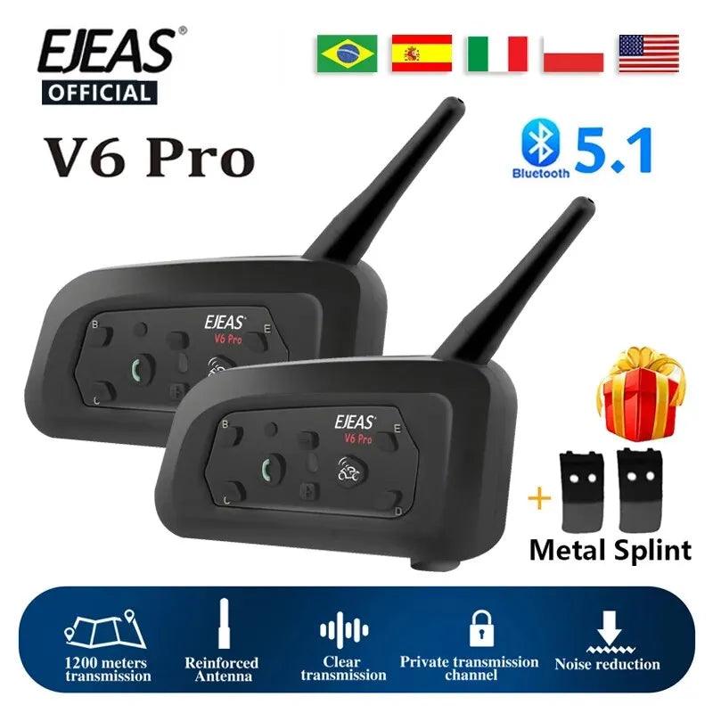 EJEAS V6 PRO Bluetooth Motorcycle Intercom: Seamless 6 Rider Communication  ourlum.com   