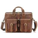 Classic Vintage Leather Briefcase for Men - 15.6 Inch Bag