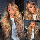 30-36 Inch Honey Blonde Body Wave Lace Front Human Hair Wig