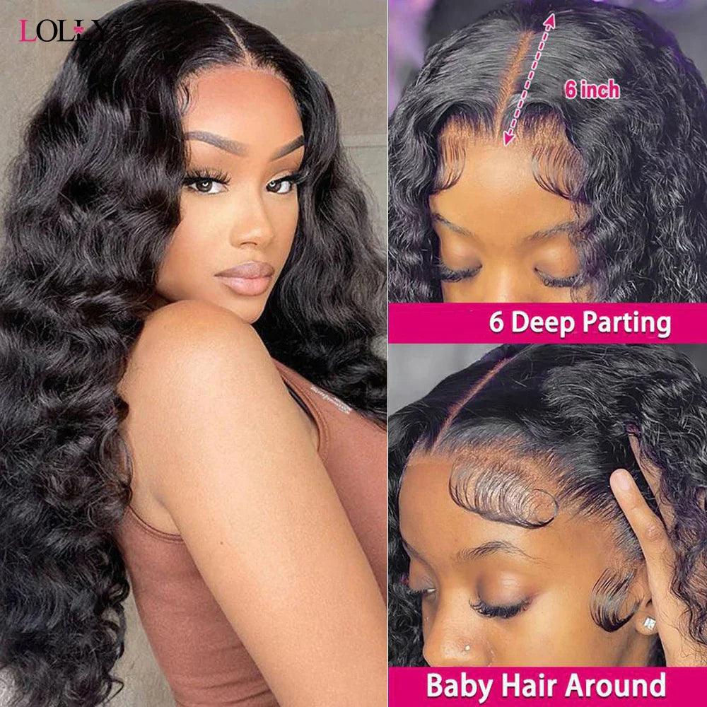 Deep Wave Glueless Lace Frontal Wig - 13x4 Pre-Plucked Human Hair for Effortless Style