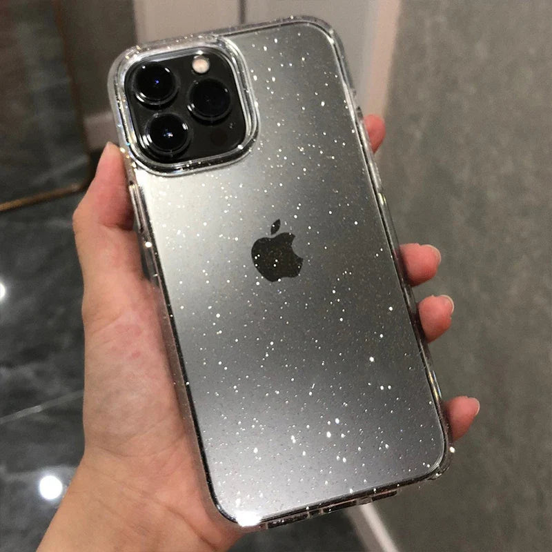 Glitter Bumper Bling Clear Case for iPhone 15, 14, 13, 12, 11 Pro Max, Mini, X, XS Max, XR, 7, 8 Plus - Luxury Silicone Acrylic Cover