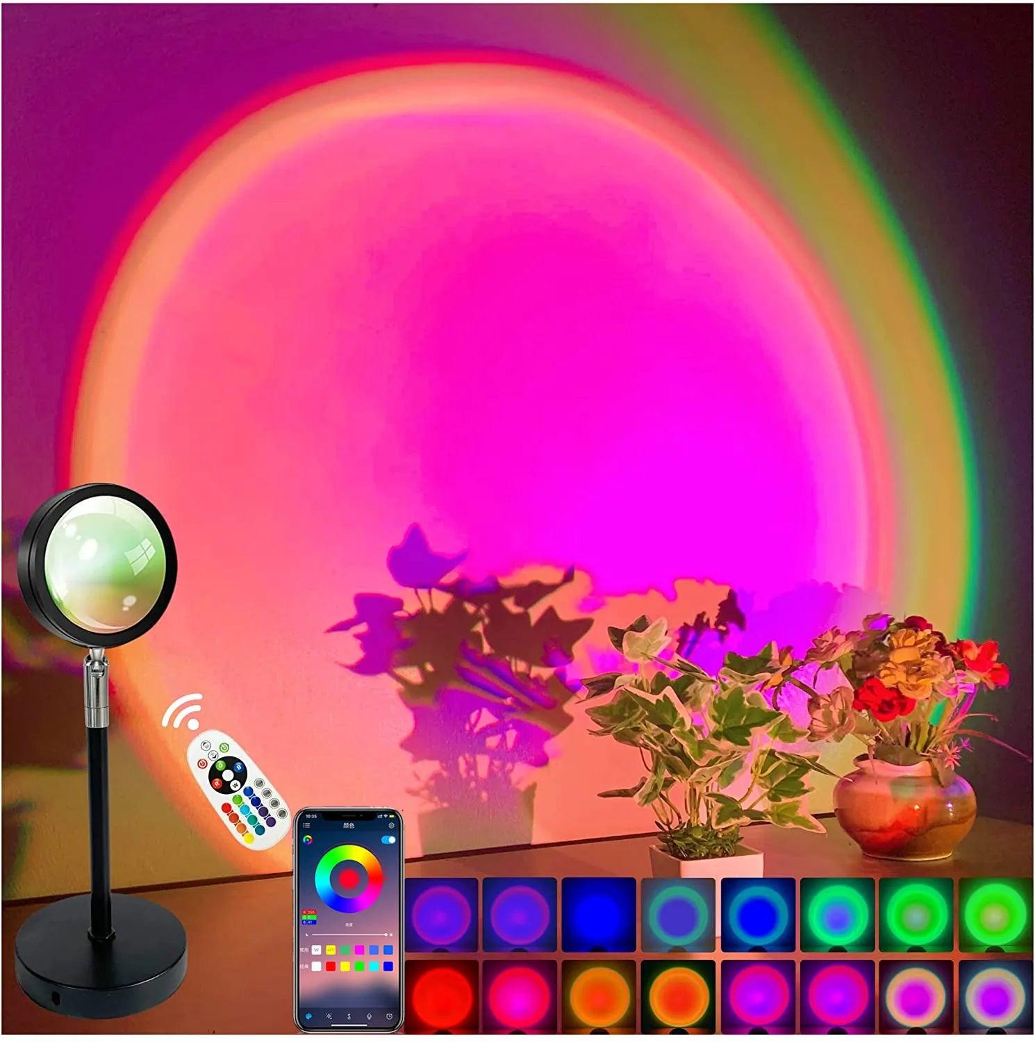 Sunset Rainbow Bluetooth Night Light Projector Lamp: Mesmerizing Atmosphere Glow  ourlum.com   