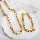 Thick Stainless Steel Cuban Link Jewelry Set Waterproof Gold Plated Hiphop Style