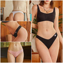 Cozy Waffle Cotton Panties V-Waist G-String Bundle Set 6pcs