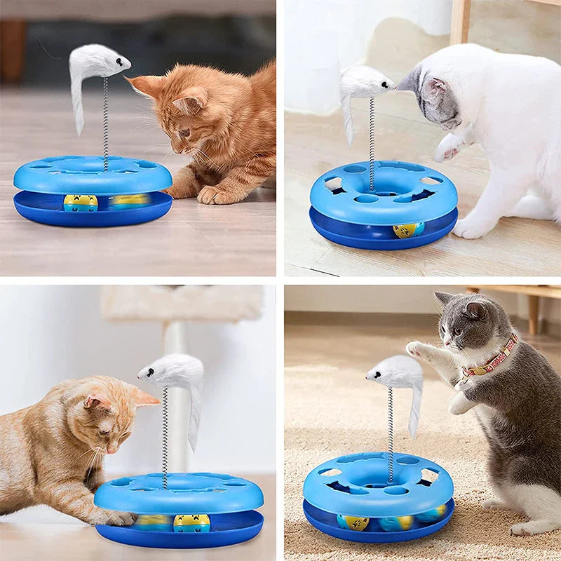 Interactive Cat Toy Set with Catnip Roller Tracks and Teaser Balls  ourlum.com   