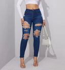 2024 Summer New Women's Ripped Jeans High Stretch Slim Pants