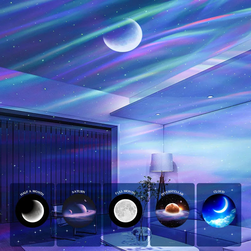 2023 Holiday Gifts Aurora Northern Lamp Ambient Projector Light Bedroom Wireless Ocean Wave Star Moon Aurora Dome Projector  ourlum.com   