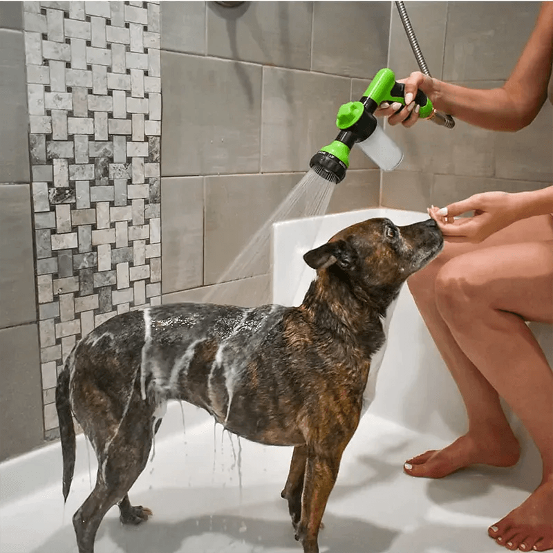 Dog Shower Sprayer Nozzle Hose 3 Mode Adjustable Pet Wash Cleaning Foam Soap Gun  ourlum.com   