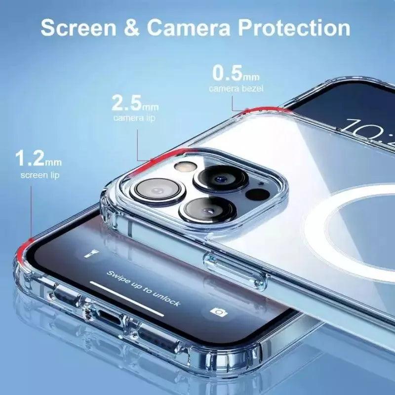 Premium Clear Acrylic Wireless Magnetic Cover for Apple Magsafe iPhone Case - Compatible with iPhone 11 to 15 Pro Max  ourlum.com   