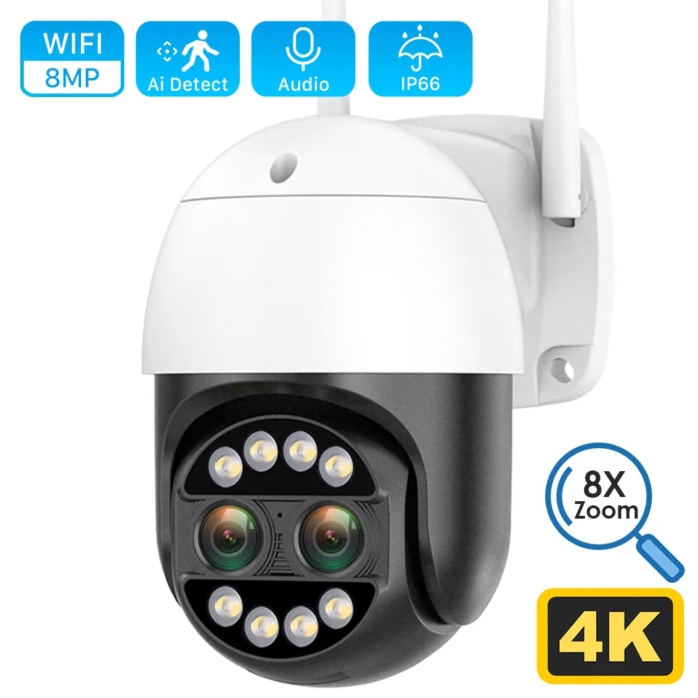 8MP WiFi Security Camera: Advanced Dual-Lens Night Vision & AI Detection  ourlum.com 4MP Camera Only EU plug CHINA