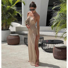 Knitted Beach Cover-Up: Sexy Maxi Bodycon with Slit