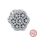 Crown Flowers Heart Silver Bead Charm Elegant Pandora Accessory