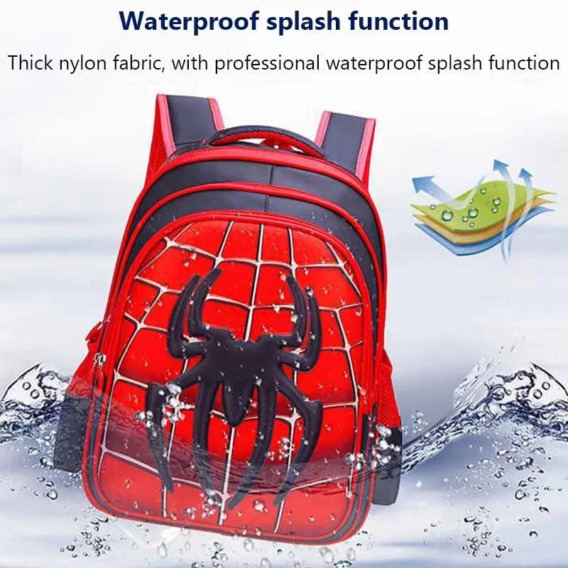 Kids Waterproof Backpack - Large Capacity Spider King Bag for Ages 2-16