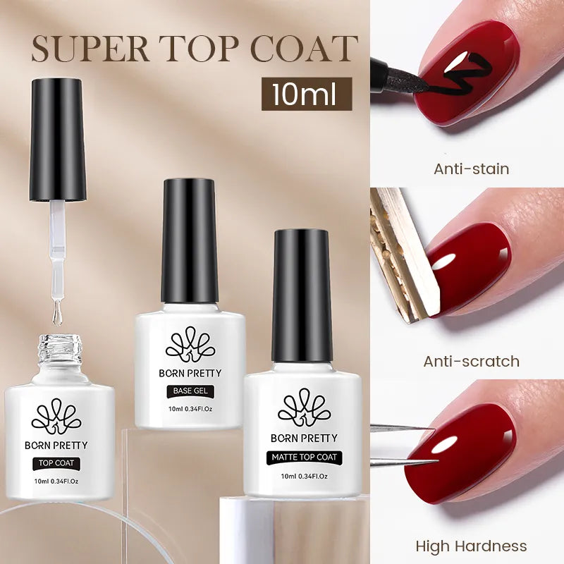 BORN PRETTY 10ml Base Gel Top Coat UV Gel Nail Polish Nail Art Manicure Soak Off 60 Colors Hybrid Varnish Long Lasting Nail Gel  ourlum.com   