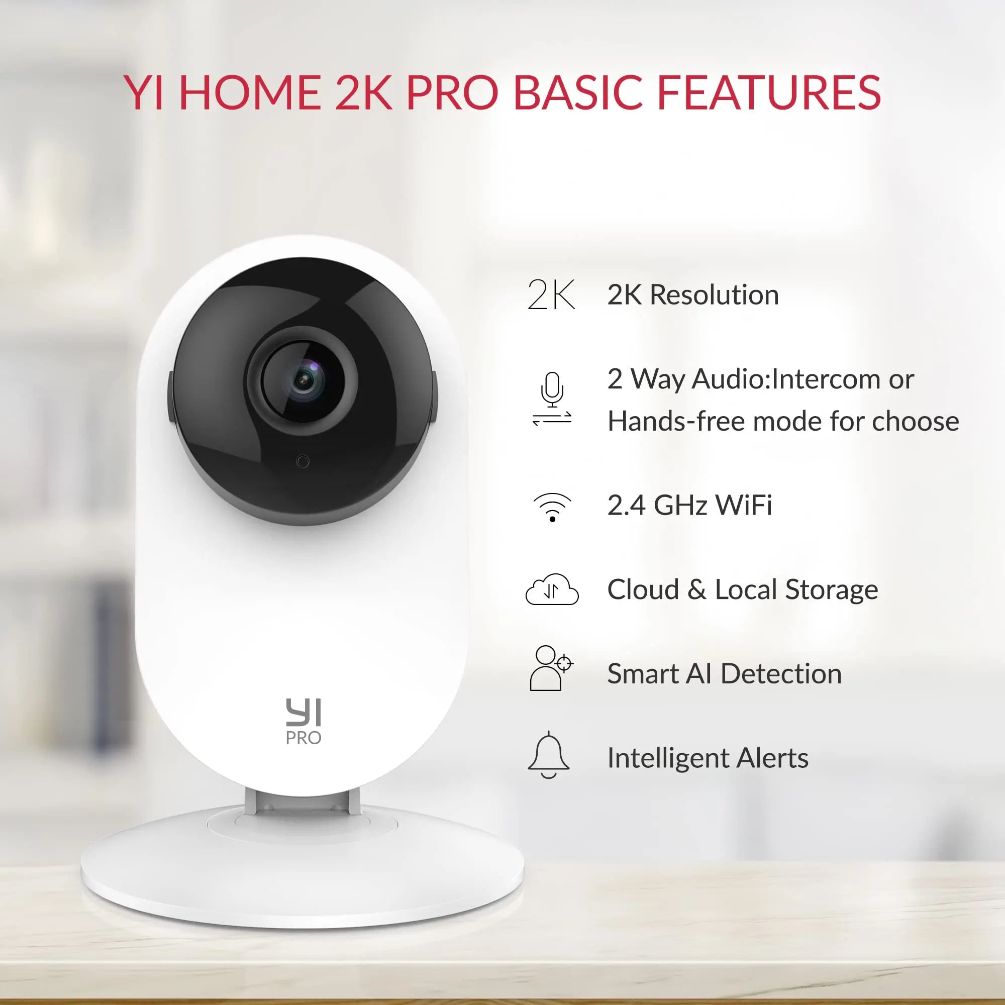 YI Pro 2K 3MP Wifi Home Camera Smart Video with Motion Detection Security Protection Surveillance System Pet IP Cam