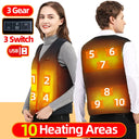 10 Areas Heated Vest Men Women USB Electric Self Heating Vest