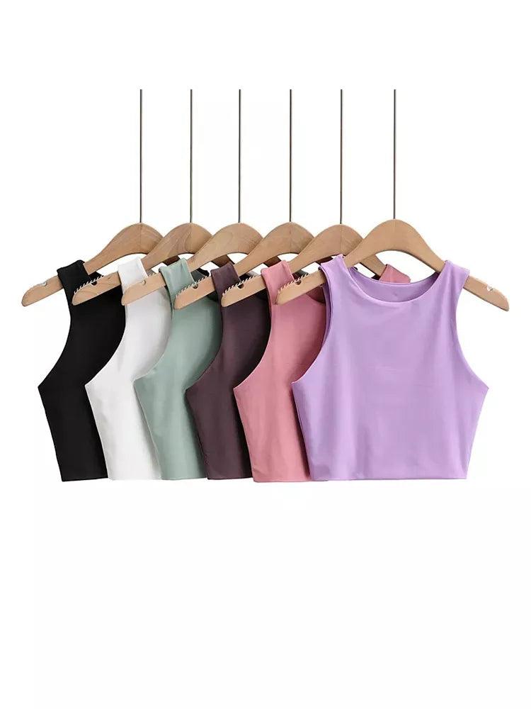 2023 Summer Collection Women's Sleeveless Double Nylon Tank Tops - Elegant O-neck Design  ourlum.com   