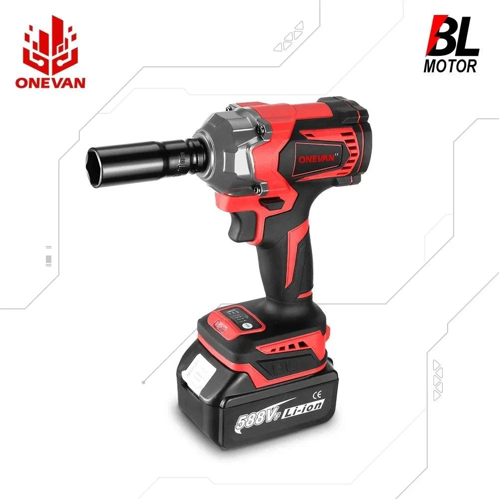 ONEVAN 1200N.M Torque Brushless Electric Impact Wrench with 588VF Battery 1/2" Cordless Wrench Power Tool For Makita 18V Battery  ourlum.com   