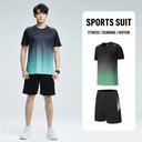 Fitness Clothes Men'S Ice Silk Quick-Dry Sportswear Set Summer Short-Sleeved T-Shirt Morning Running Basketball Training Room Sh