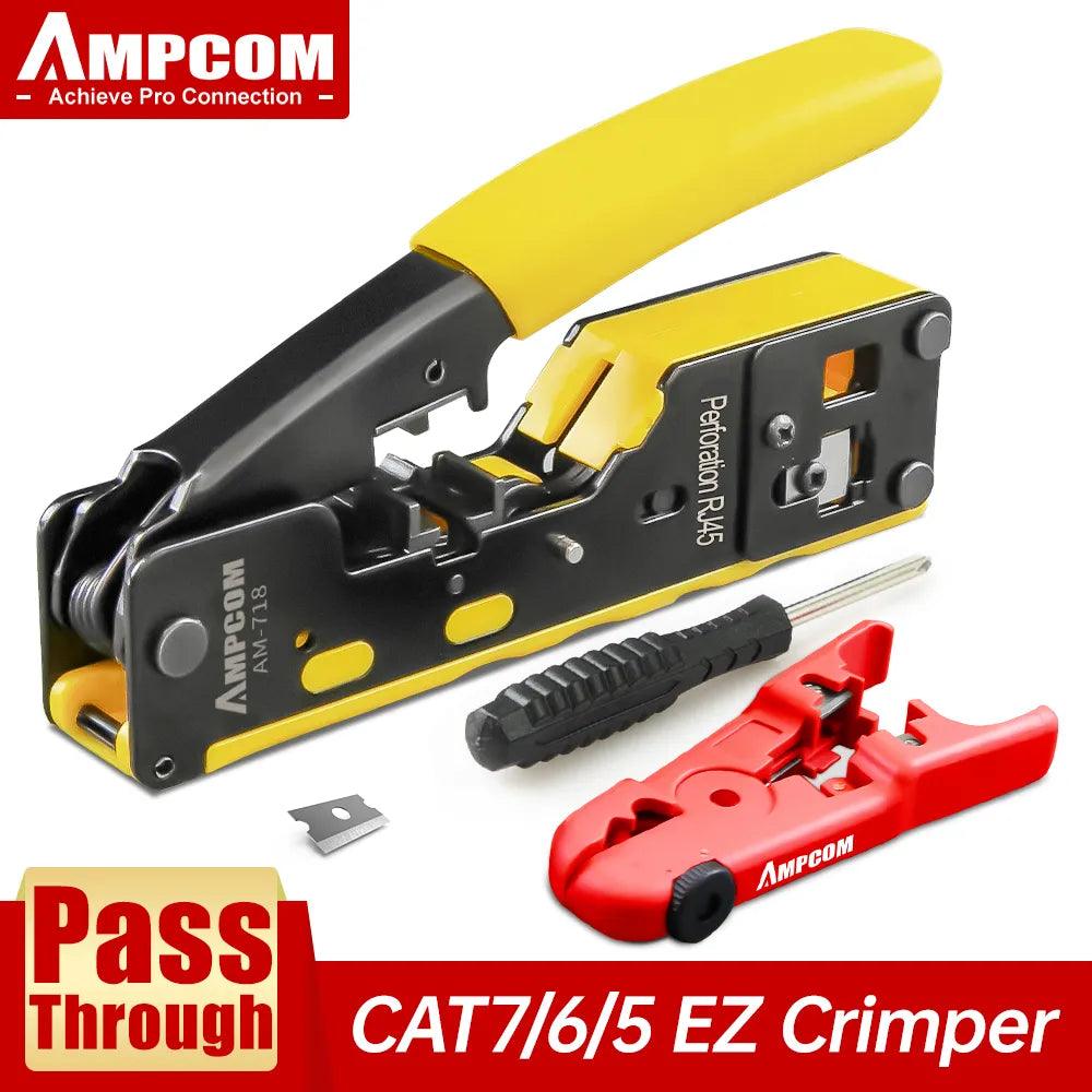 AMPCOM Ethernet Cable Crimper: Professional Pass Through Tool  ourlum.com   