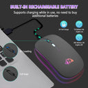 Wireless Mouse Dual Modes Rechargeable RGB Ergonomic Silent Click