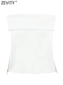 Zevity Women Sexy Off-Shoulder Blouse: Chic Zip-Up Fashion Statement  ourlum.com   