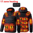 17 PCS Heating Men Winter Warm USB Jackets Hooded Waterproof