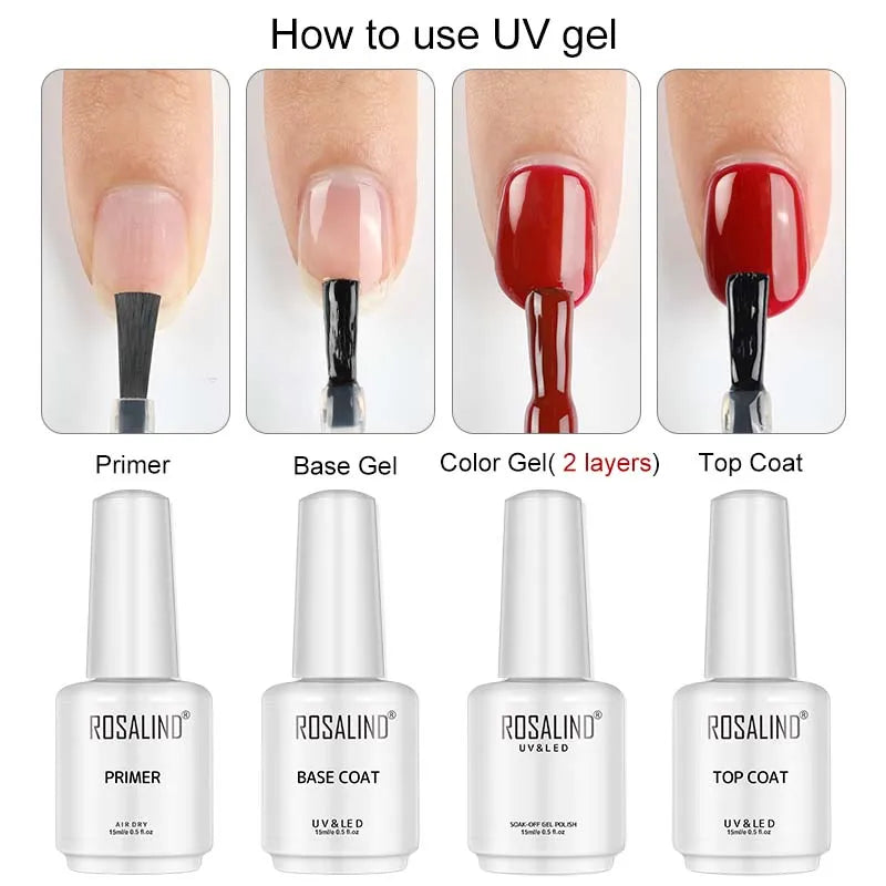 ROSALIND 15ml Nail Polish Base Top Coat Magic Remover UV Gel Polish Manicure Healthy Primer Semi Permanent Nail Art Dehydrator  ourlum.com   