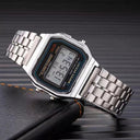 LED Steel Band Wristwatch Stylish Alarm Stopwatch Timepiece