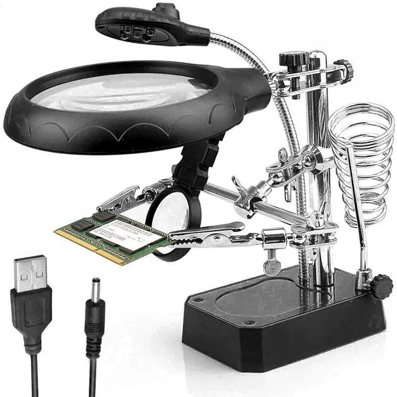 Hand Soldering Iron Stand with LED Magnifier for Precision Repair  ourlum.com 800  