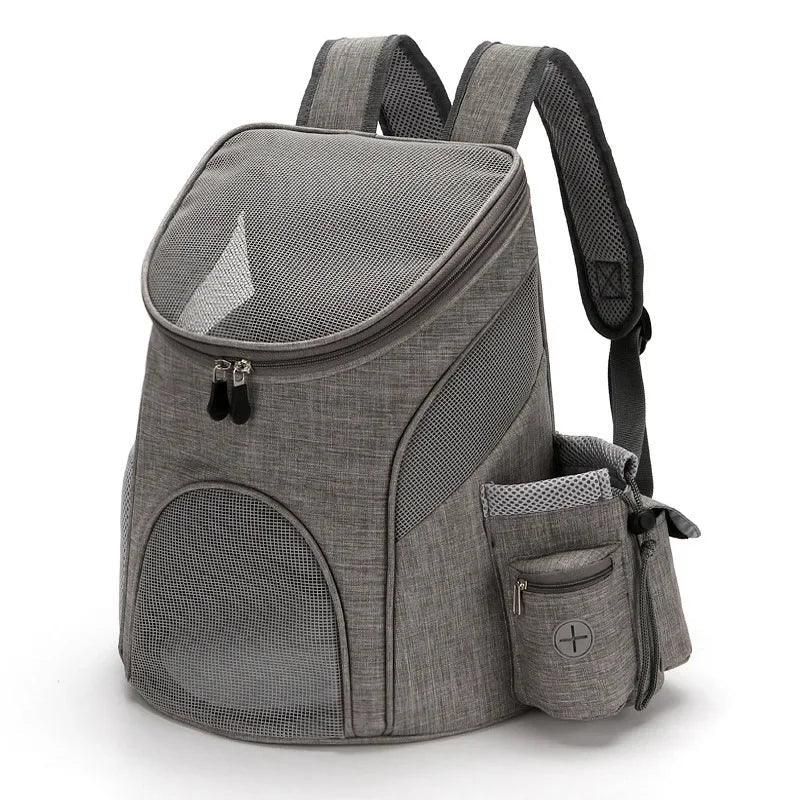 Portable Mesh Dog Backpack: Stylish Breathable Pet Carrier for Outdoor Adventures  ourlum.com Gray-S  