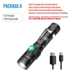 High Power LED Flashlight: Zoomable Torch with Waterproof Design & USB Charging