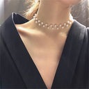 European Vintage Beaded Pearl Choker Necklace for Women