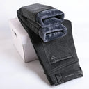 Winter Fleece Thick Warm Men's Slim Straight Denim Pants