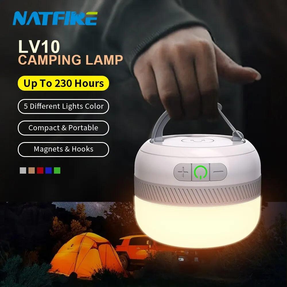 Natfire LV10 Rechargeable Camping Lantern with 5 Color Options for Outdoor Adventures  ourlum.com CHINA 5200mAh 10-230Hrs
