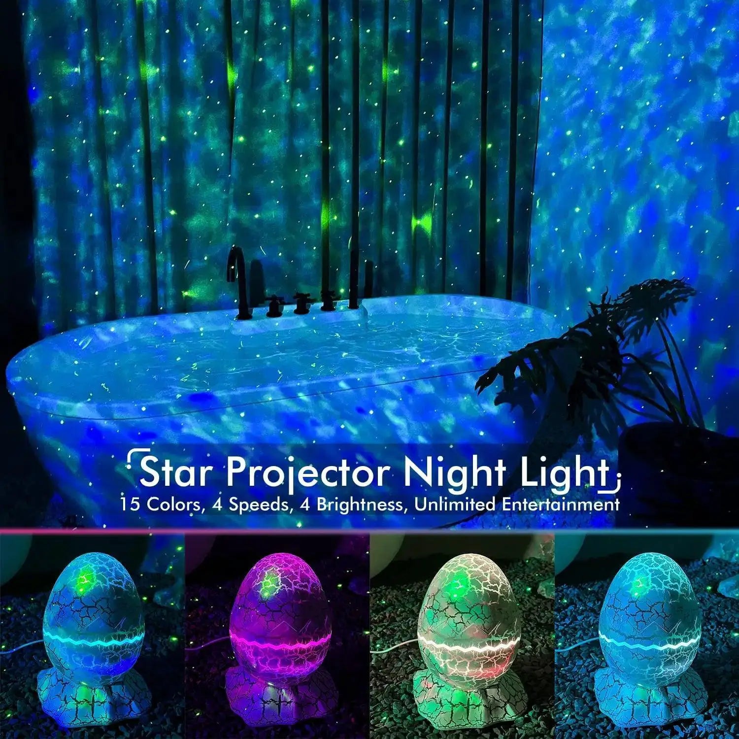 Dino Egg Galaxy Starlight Projector LED Nebula with Bluetooth Speaker and Remote Control - Ideal for Kids' Room, Bedroom, Home, and Ceiling ourlum.com
