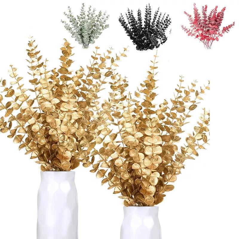 Gold Eucalyptus Leaf Artificial Plants - DIY Christmas Home Wedding Decor  ourlum.com   