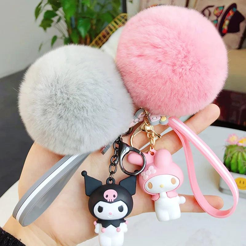 Cute Animal Keychains with Fluffy Fur Ball - Women's Bag Pendant Gift  ourlum.com   