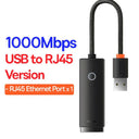 BASEUS USB Ethernet Adapter: Seamless Connectivity for Macbook Pro & Air  ourlum.com Black USB 1000M  