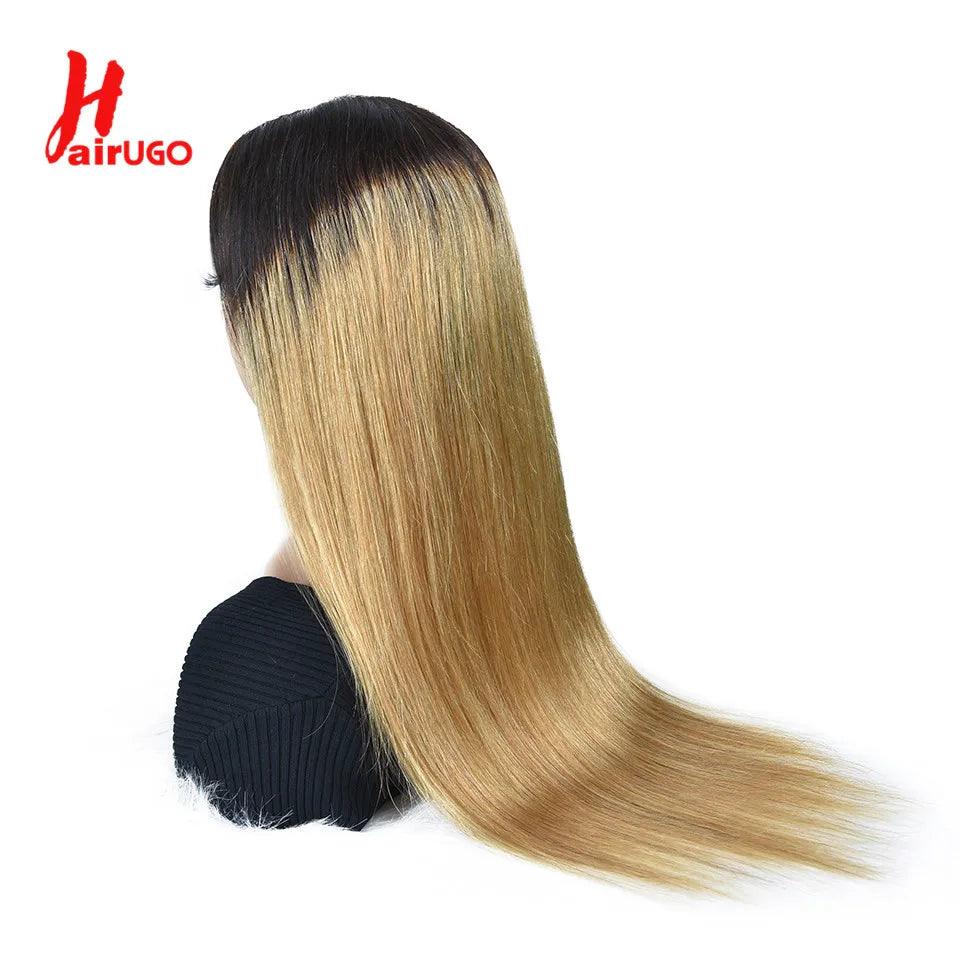 HairUGo T1B/27 Straight Lace Front Remy Human Hair Wigs with Color Options  ourlum.com   