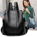 Anti-Theft Leather Backpack Women Vintage Shoulder Bag