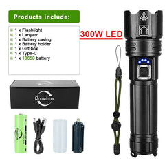 LED Flashlight with Power Bank: Rechargeable Torch for Camping & Emergencies