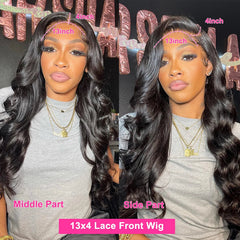 13x4 Body Wave HD Lace Frontal Wig - Brazilian Remy Hair, Pre-Plucked, Glueless, Natural Look for Women